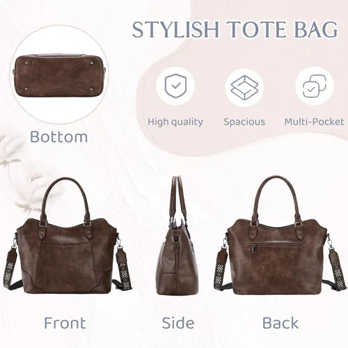 Miniatura 7 de RAVUO Bolso Hobo para mujer, bolso de mano de cuero vegano con asa superior, bolso de hombro elegante para mujer, bolso cruzado con correa