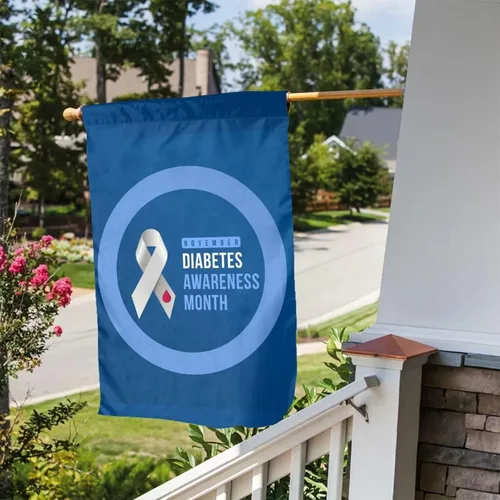 Miniatura 3 de Bandera de jardín con cinta azul del mes de la concienciación sobre la diabetes, cartel decorativo vertical de doble cara para patio, patio, hogar