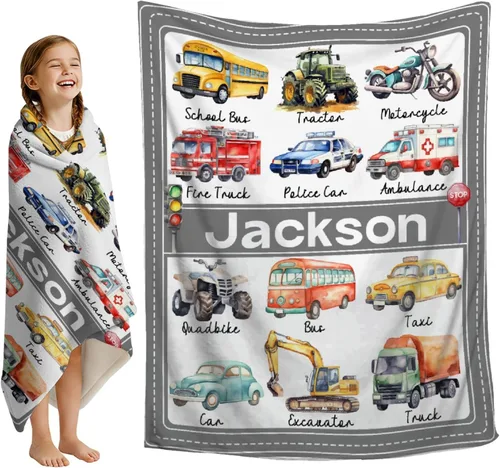 Mantas con nombre personalizado, manta de transporte personalizada, manta de automóvil ultrasuave para niños y niñas, regalo de 40 x 50 pulgadas