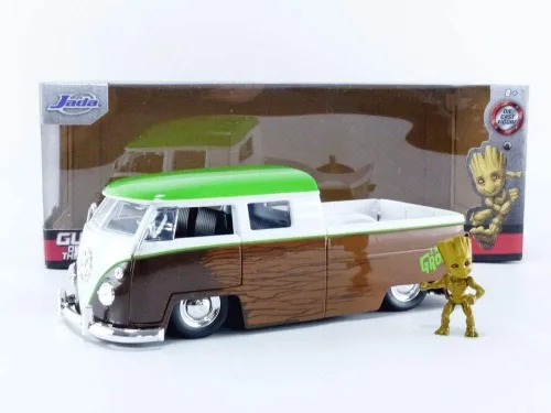 Miniatura 4 de Jada Toys Marvel Guardianes de la Galaxia Groot y 1963 Volkswagen Bus Pickup 1:24 vehículo fundido a presión con figura (31202)