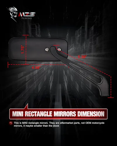 Miniatura 2 de MZS Espejos retrovisores universales para motocicleta, ajuste de espejo lateral universal de 0.315 in y 0.394 in, color negro, compatible