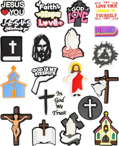 Dijes cristianos de Jesús para decoración de zapatos tipo zueco, regalo de Dios bendecido en la fe, regalo para niñas pequeñas, adolescentes,