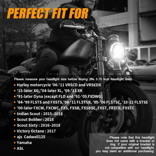 Miniatura 6 de 5-3/4 5.75 pulgadas LED faro delantero de motocicleta compatible con Harley Davidson Sportster Dyna Low Rider Street Bob lron 883 1200 Softail Wide