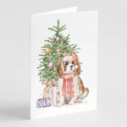 Miniatura 73 de Caroline's Treasures CK8213GCA7P Bulldog, Bulldog Inglés #2 - Tarjetas de felicitación y sobres de árbol de Navidad, paquete de 8 tarjetas en blanco