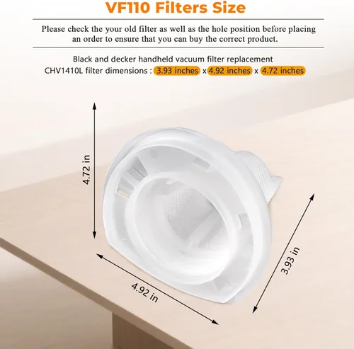 Miniatura 4 de Blutoget-Fit - Filtro de repuesto CHV1410L HHVI315JO42 VF110 para herramientas eléctricas Black&Decker -VF110 Aspiradora de mano inalámbrica CHV1510