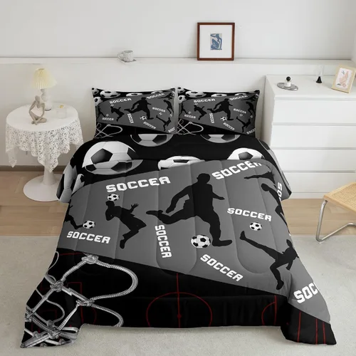 Miniatura 13 de Juego de ropa de cama de hockey sobre hielo para niños, adolescentes y adultos, juegos de edredón de disco de hockey, regalo para fanáticos