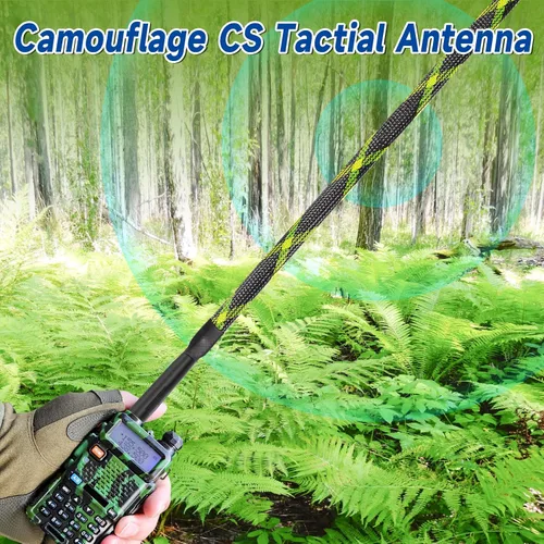 Miniatura 4 de Bingfu Doble banda VHF UHF 136-520MHz 31.3 pulgadas plegable camuflaje CS táctico SMA hembra jamón antena de radio para BaoFeng UV-5R UV-82 BF-F8HP
