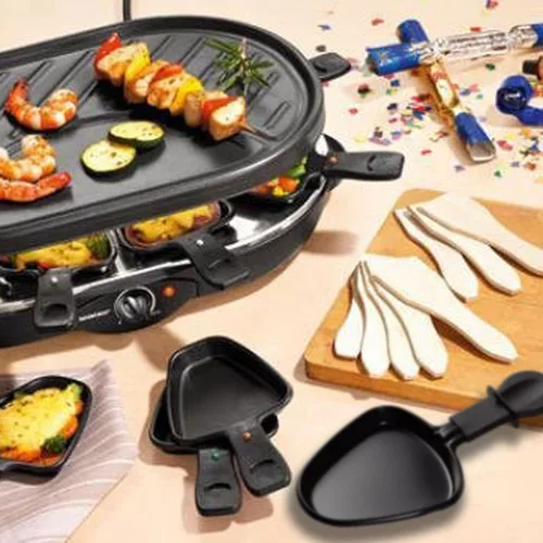 Miniatura 7 de Mini parrilla antiadherente recubierta para quesos accesorios para derretir platos Raclette, juego de 4, 8.5 x 3.8 pulgadas