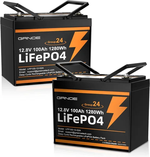 Miniatura 11 de Grupo 24 LiFePO4 Batería 12V 100Ah, batería de litio ligera de 21.9 libras con BMS de 100 A, 4S4P expandible, hasta 15,000 ciclos, ideal para RV