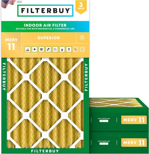 Miniatura 14 de Filterbuy Filtro de aire MERV 11 de 8 x 14 x 1 pulgadas para defensa de mascotas y alergias (paquete de 3), filtros electrostáticos plisados