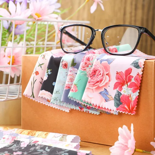 Miniatura 4 de Sinmoe 20 piezas de paño de limpieza de microfibra con diseño elegante de flores, paño de microfibra suave multicolor, limpiador de gafas
