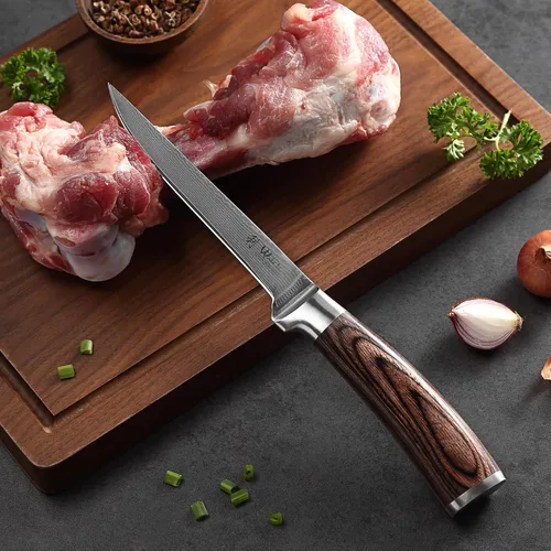 Miniatura 8 de Wakoli EDIB - Cuchillo deshuesador de damasco, hoja de precisión de 5.7 pulgadas, cuchillo de cocina profesional con núcleo VG10, mango ergonómico