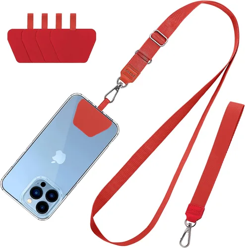 Miniatura 11 de CACOE Cordón para teléfono, 2 unidades, 1 correa ajustable para el cuello, 1 correa de muñeca, 2 almohadillas, cordón universal multifuncional