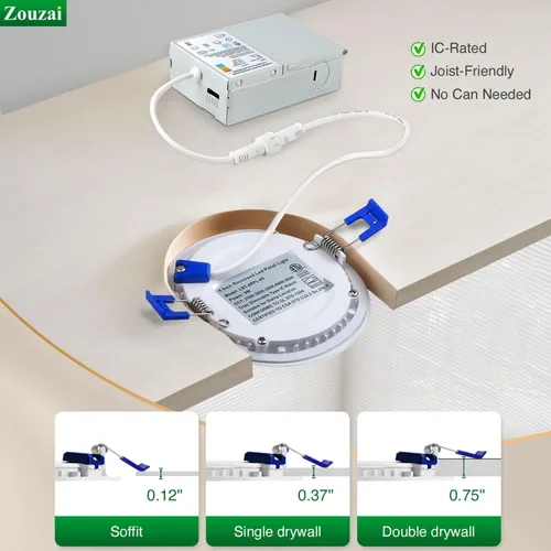 Miniatura 9 de zouzai Paquete de 1 lámpara de techo empotrable LED ultrafina de 4 pulgadas 5CCT con caja de conexiones, 2700K/3000K/3500K/4000K/5000K