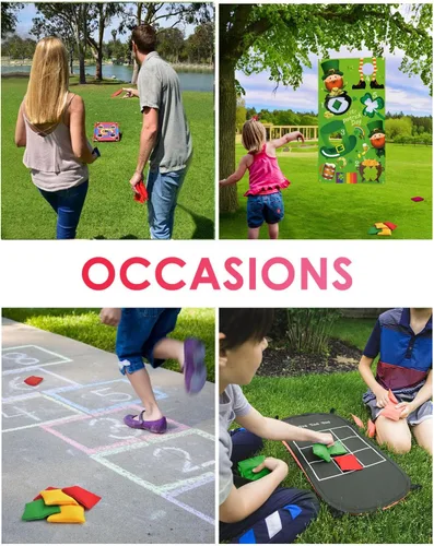 Miniatura 7 de TINDTOP Puf para lanzar (3.9 x 3.9 pulgadas, 3.5 onzas), 12 unidades de Cornhole al aire libre, juegos de lona coloridos, bolsas de frijoles