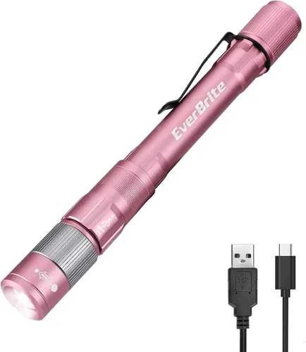 Miniatura 9 de EverBrite Paquete de 2 mini bolígrafos de luz, linterna recargable de bolsillo con cable USB C, 4 modos de luz, linterna pequeña de 300 lúmenes