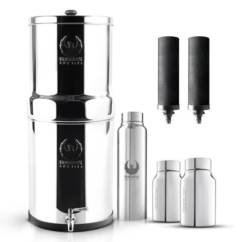 Miniatura 9 de 1.5 G Filtro de agua por gravedad Certificado NSF Filtro de agua para encimera de acero inoxidable AISI 304 2 filtros de carbón Válvula