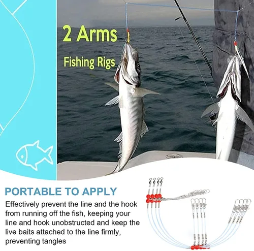 Miniatura 4 de YOTO Líderes de pesca, aparejo de aparejos de agua salada con broche giratorio, equipo de alambre de pesca de alta resistencia para señuelos cebo