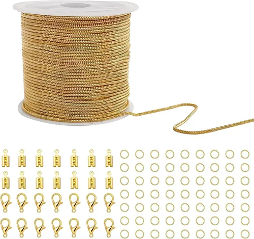 Miniatura 10 de CREATZONE Cadena de serpiente de bronce antiguo de 33 pies de 0.047 in, estilo retro, cadena redonda de latón de serpiente con cierres de langosta