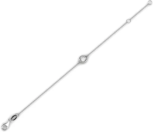 Miniatura 2 de Pulsera minimalista de oro de 14 quilates con zafiro blanco redondo de 0,17 quilates