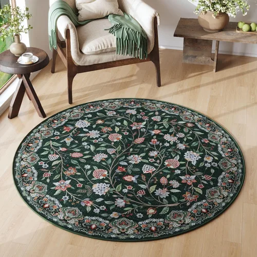 Miniatura 77 de Rugcomf Alfombras Vintage Paisley para Sala de Estar 5' x 7' - Alfombra de Área Lavable a Máquina, Alfombra Floral Antideslizante de Pelo Bajo