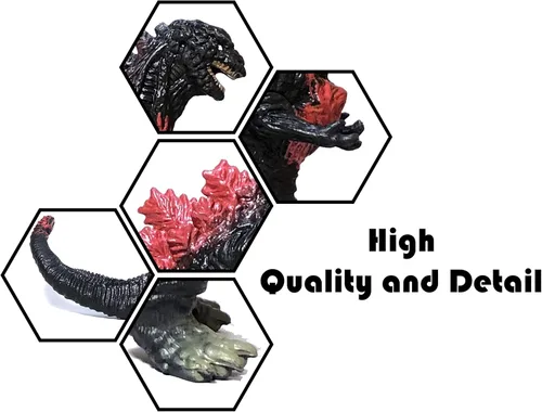 Miniatura 2 de Godzilla Toys - Juego de 8 figuras de acción movibles para cumpleaños de niños 2019, rey de los monstruos ardiendo Heisei Mecha Ghidorah, paquete