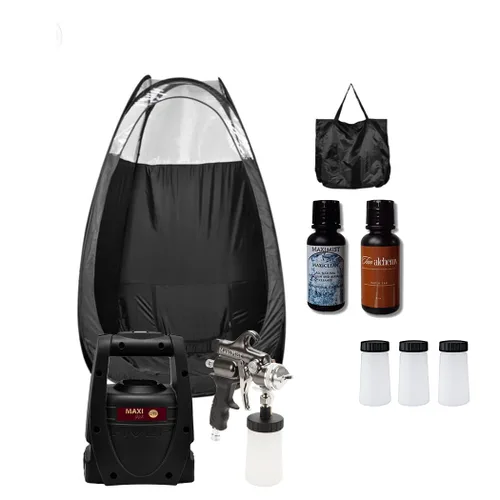 Miniatura 6 de Maxi-Mist Lite Plus, kit de autobronceado en spray, casa de campaña, pistola aerógrafo HVLP de bronceado. Tienda de campaña negra - Elite Lite