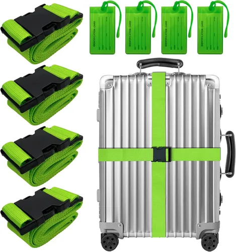 Paquete de 8 correas de equipaje para maleta, cinturones ajustables para maleta, etiquetas de silicona aprobadas por la TSA, etiquetas de equipaje
