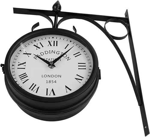 Miniatura 5 de Reloj de pared, reloj de doble cara Paddington Station Reloj de pared de metal giratorio de 360°