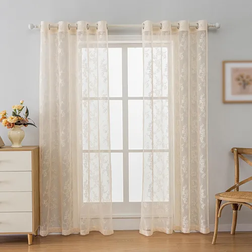 Miniatura 9 de Anytime Paneles de Cortinas Transparentes Arcoíris para Sala de Estar Elegantes Juegos de Tratamiento de Ventanas Translúcidas Filtrantes de Luz