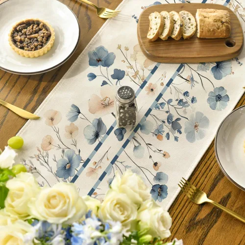 Miniatura 6 de Artoid Mode Camino de mesa de primavera con flores florecientes, decoración de mesa de comedor de cocina de verano de temporada para decoración
