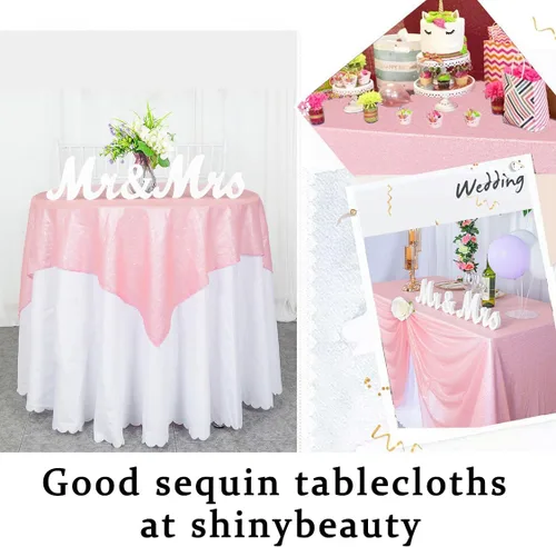 Miniatura 6 de ShinyBeauty Mantel cuadrado de lentejuelas rosas de 50 x 50 pulgadas, mantel de 50 x 50 pulgadas, perfecto para cumpleaños, fiestas, bodas