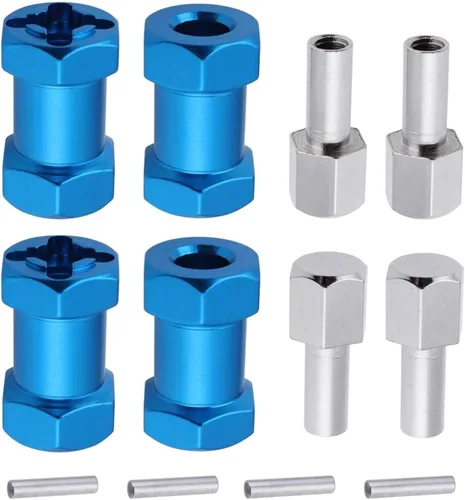 Miniatura 9 de Hobbypark - Paquete de 4 cubos de transmisión hexagonal de rueda de 0.472 in, acoplador combinador de aluminio de 0.591 in, extensión de Azul