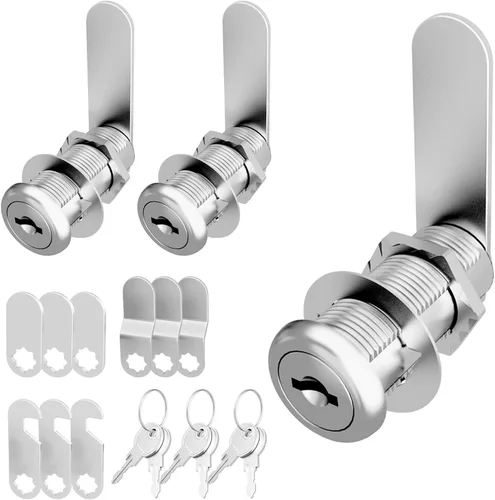 Miniatura 8 de 3 piezas de cerraduras de gabinete negras con llaves, cerradura de leva de 1-1/2" con llave similar, cerraduras de leva para RV para gabinetes