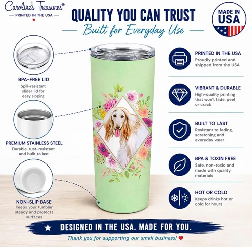 Miniatura 7 de Caroline's Treasures CK4270TBL20 - Vaso delgado de acero inoxidable de 20 onzas con aislamiento al vacío de doble pared, reutilizable