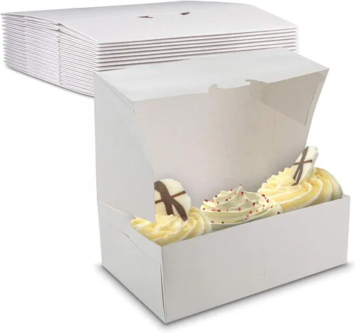 MT Products Cajas blancas para cupcakes de 10 x 6.5 x 3.5 pulgadas, cajas de panadería automáticas sin ventanas (paquete de 15) – fabricadas en