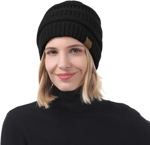 Miniatura 4 de Durio Gorros de invierno para mujer, gorro de punto trenzado, gorro de invierno grueso para mujer
