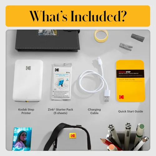 Miniatura 3 de KODAK Step - Impresora fotográfica inalámbrica de 5 x 8 cm con tecnología de papel Zink y aplicación KODAK para iOS y Android (color negro), paquete