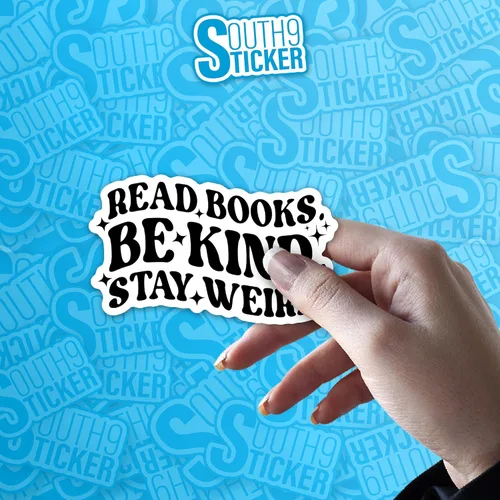 Miniatura 5 de (3 unidades) - Calcomanías de lectura con texto en inglés "Be Kind Stay Weird", calcomanía de vinilo troquelado impermeable de 2 pulgadas
