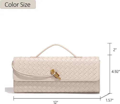 Miniatura 6 de JYG Bolso tejido para mujer, bolso de hombro de noche de moda de piel sintética, hecho a mano, bolso de mano casual, bolso cruzado 2024