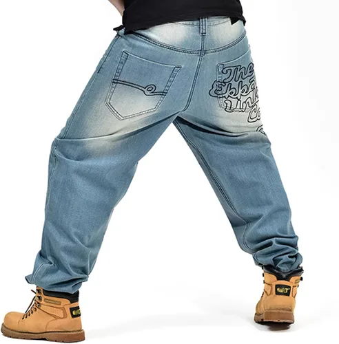 Miniatura 5 de Y2K Jeans - Pantalones de mezclilla para hombre, estilo hip hop, estilo vintage, bordados, estilo gótico, recto, holgados, pierna ancha