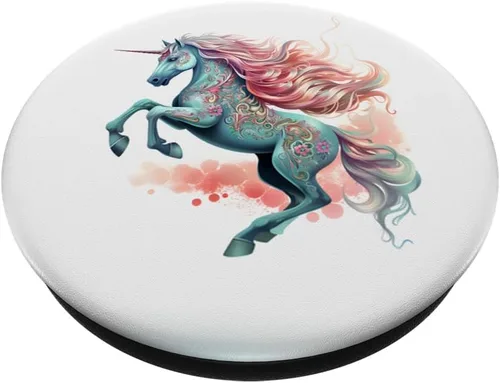 Miniatura 2 de PopSockets PopGrip intercambiables de melena fluida rosa unicornio floral