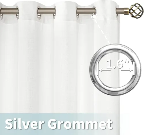 Miniatura 4 de LAMIT Cortinas de Lino Blancas Semitransparentes para Dormitorio, Paneles Filtrantes de Luz, Cortinas de Lino con Ojales de Protección de Privacidad