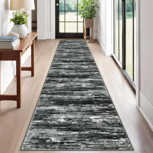 Miniatura 49 de KOZYFLY – Alfombra de pasillo moderna y lavable de diseño abstracto verde, 2 x 5 pies, antideslizante, suave y de pelo corto, ideal para cocina