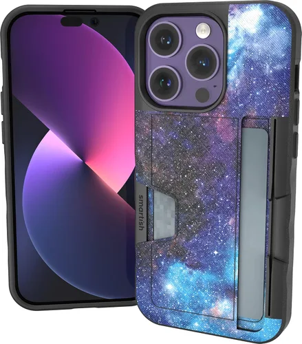 Miniatura 90 de Smartish Funda tipo cartera para iPhone 13 Pro – Wallet Slayer Vol. 2 [delgada + protectora] tarjetero con función atril - Black Tie Affair