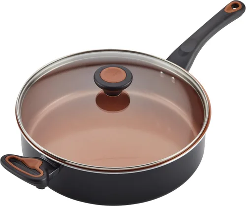 Miniatura 5 de Farberware Glide Ceramic Sartén Antiadherente / Sartén para Saltear / Sartén para Freír con Tapa y Mango Auxiliar - 4 Cuartos, Negro