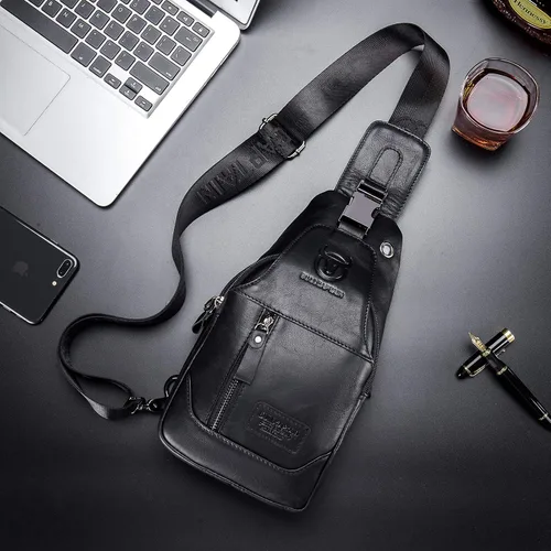 Miniatura 14 de LUKZIJAES Bolso bandolera de cuero genuino para hombre
