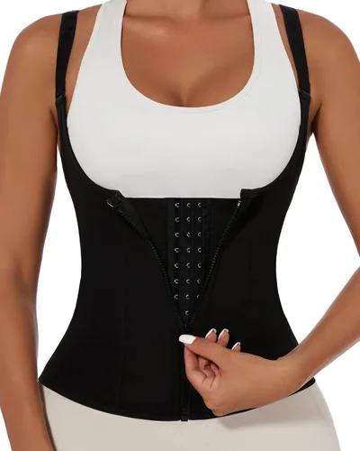 Miniatura 9 de YADIFEN Waist Trainer for Women,Zipper Corset Body Shaper for Tummy Control Neoprene Cincher Sweat Sauna Vest Tank Top Látex negro transpirable