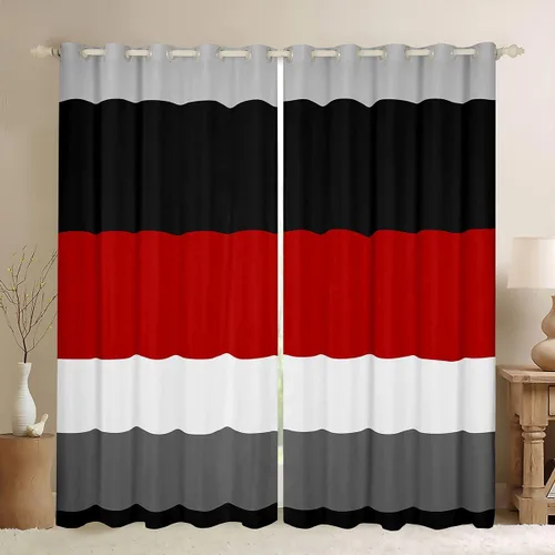 Miniatura 25 de Cortinas opacas de 38 pulgadas de ancho x 45 pulgadas de largo, cortinas opacas de triángulo geométrico naranja, negro, gris claro, cortinas