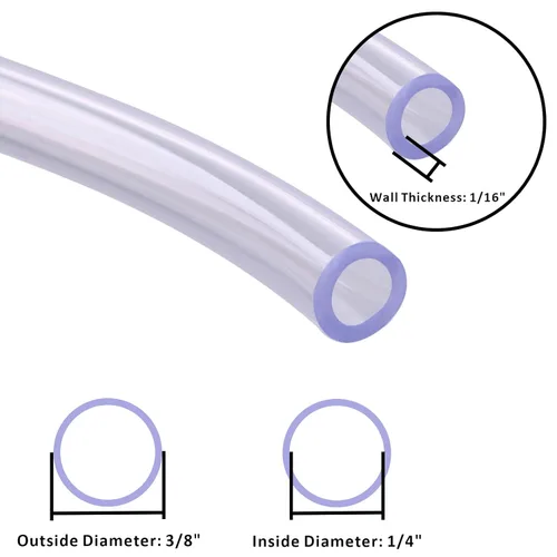 Miniatura 3 de Manguera de PVC de vinilo transparente 1/4" ID X 3/8" OD de plástico flexible de grado alimenticio de 3 m